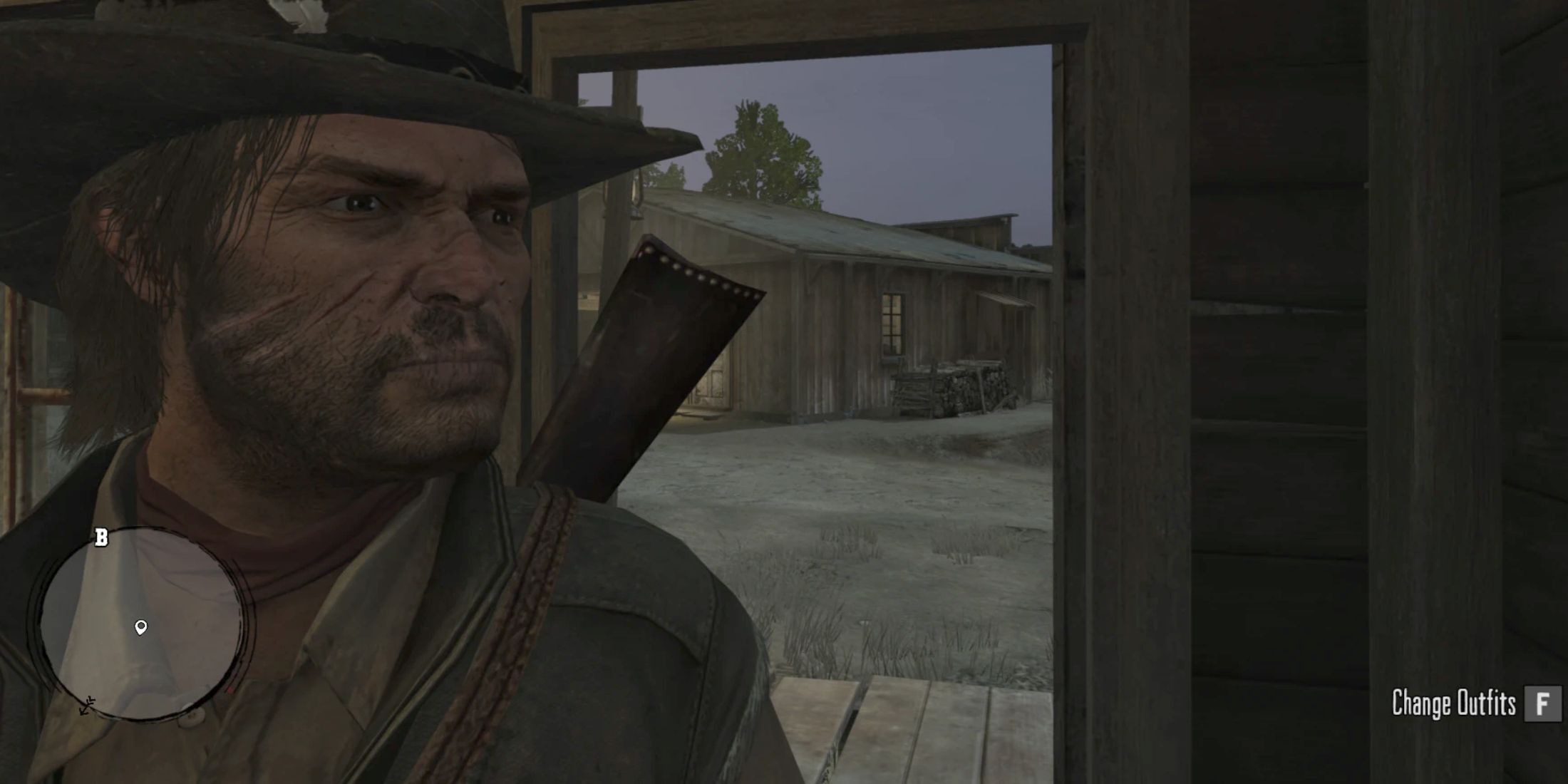 A close-up of John Marston in Red Dead Redemption