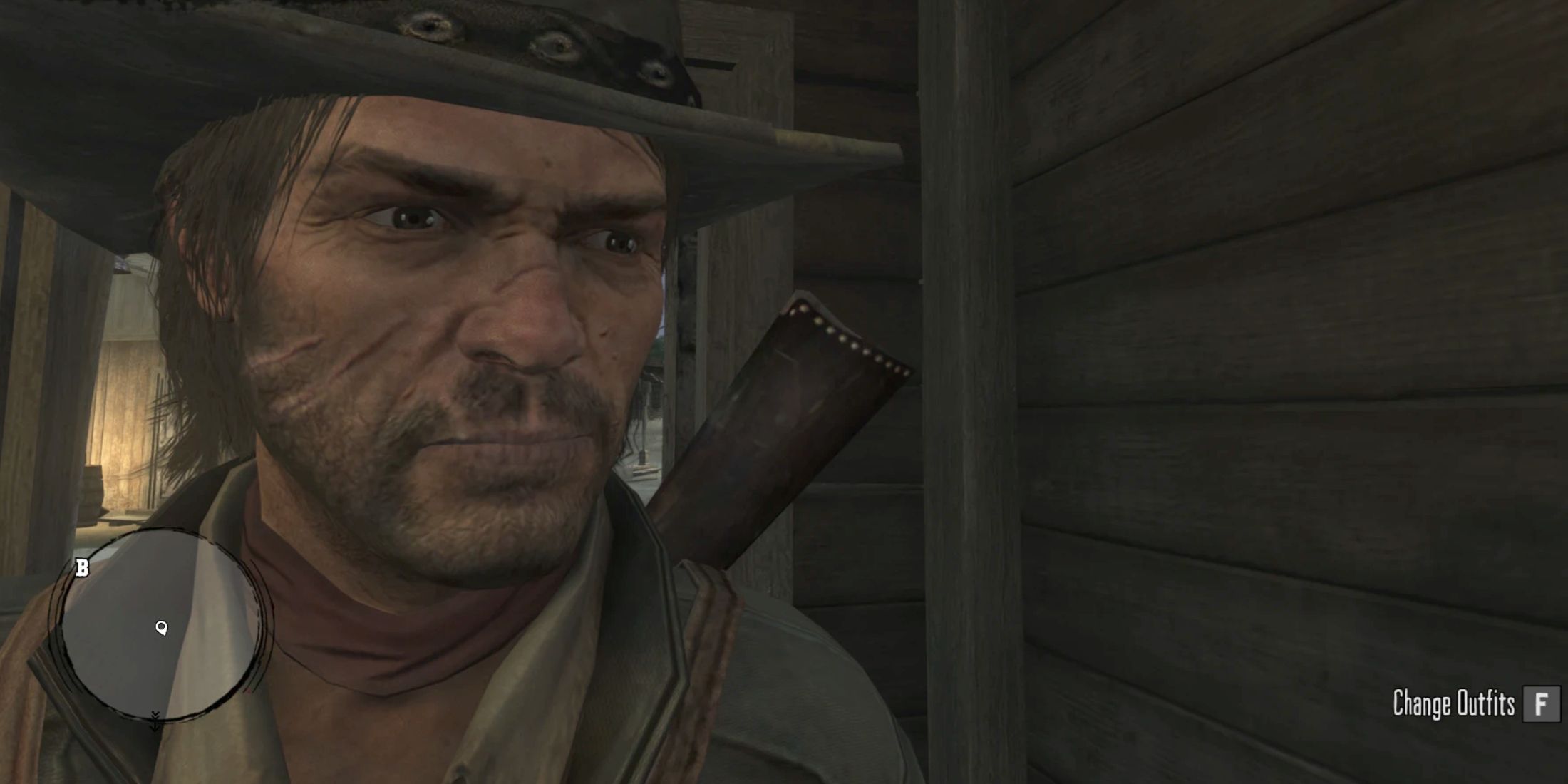 A close-up of John Marston in Red Dead Redemption