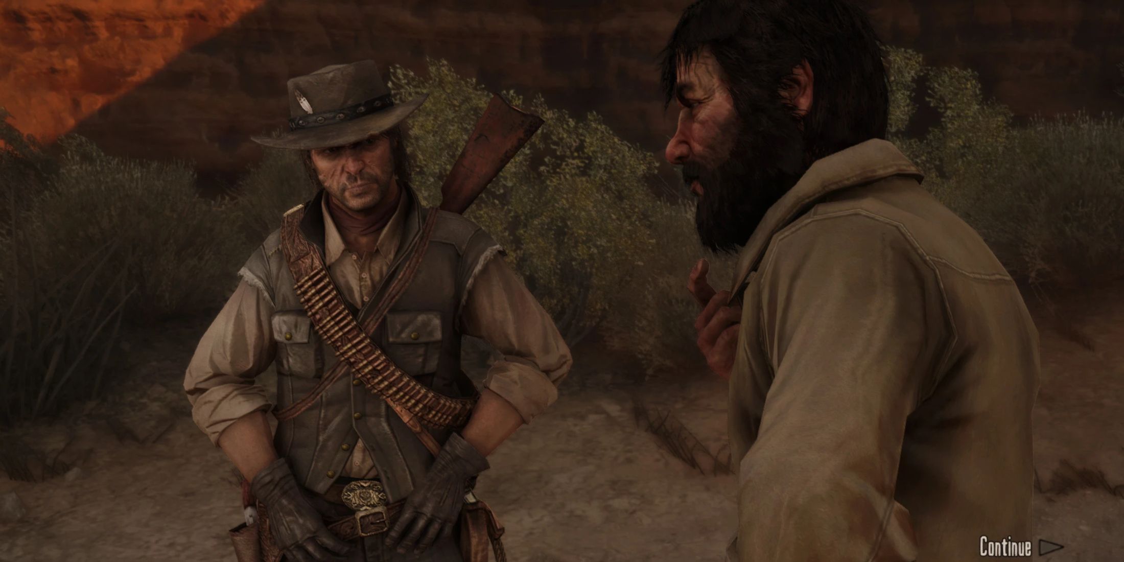 John Marston talking to an NPC in Red Dead Redemption