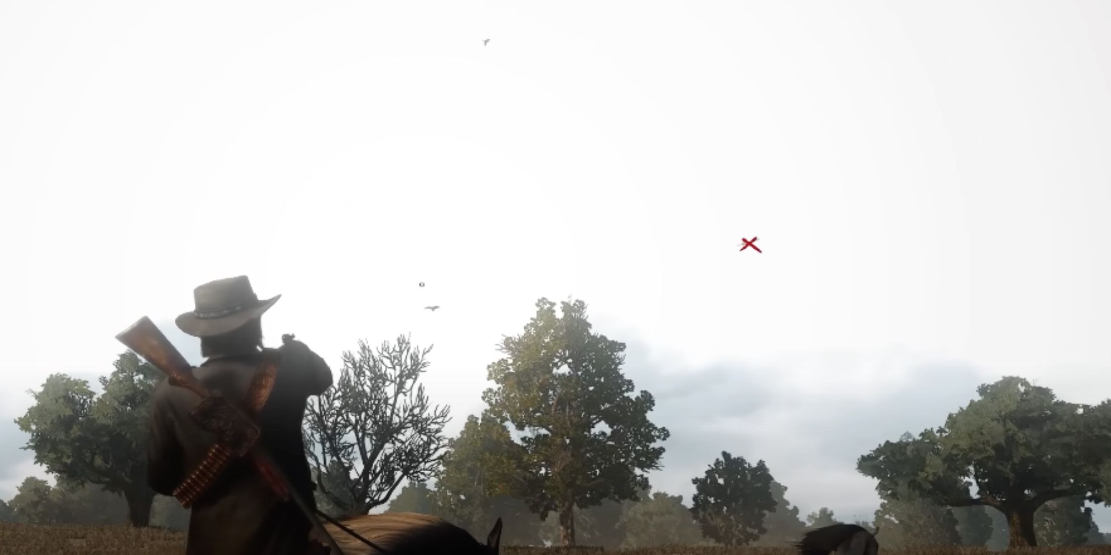 John Marston shooting birds with Deadeye in Red Dead Redemption