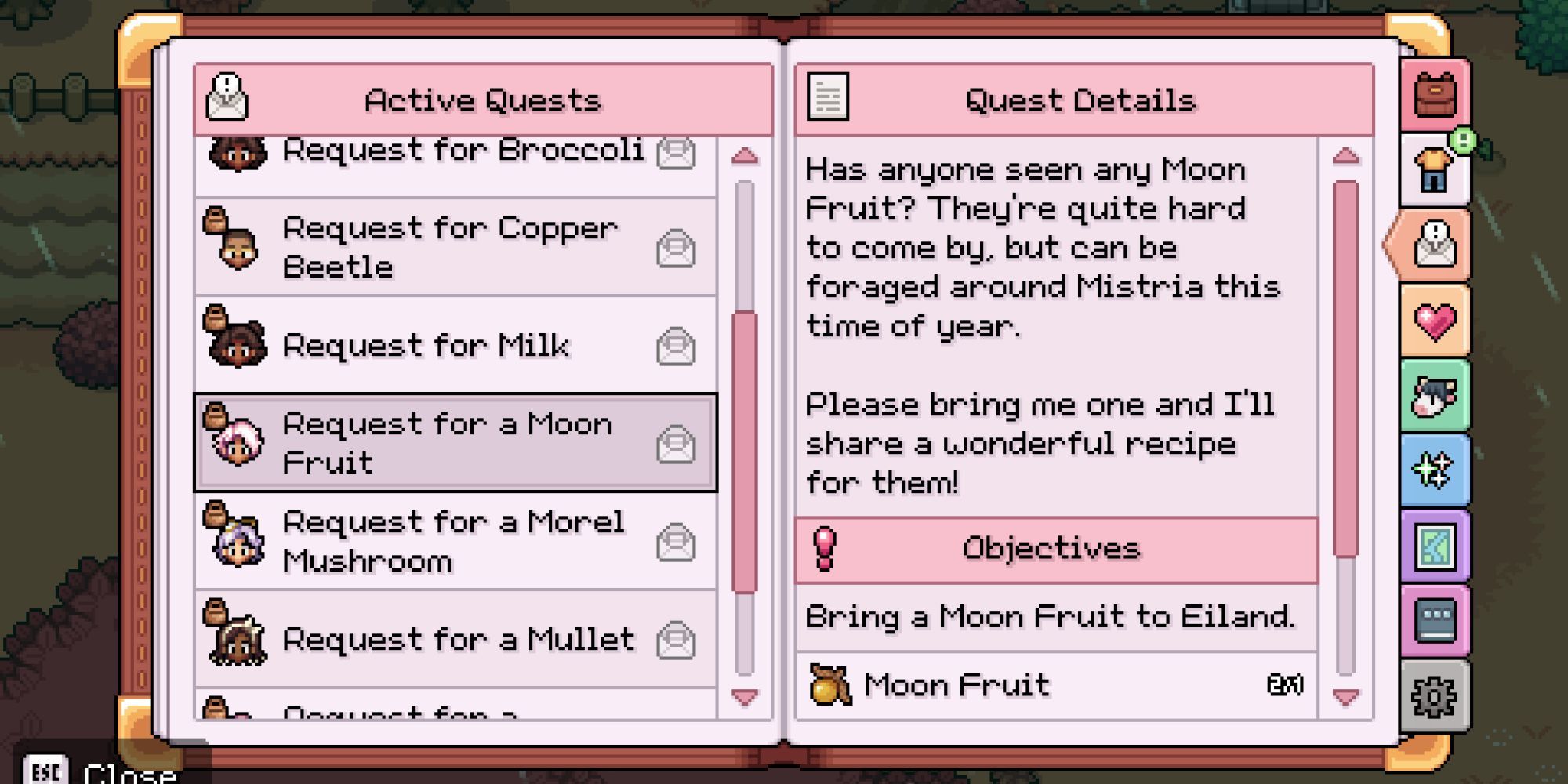 Request for Moon Fruit quest in Fields of Mistria