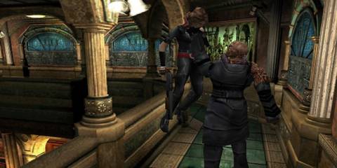 Nemesis holding Jill in Resident Evil 3 Nemesis