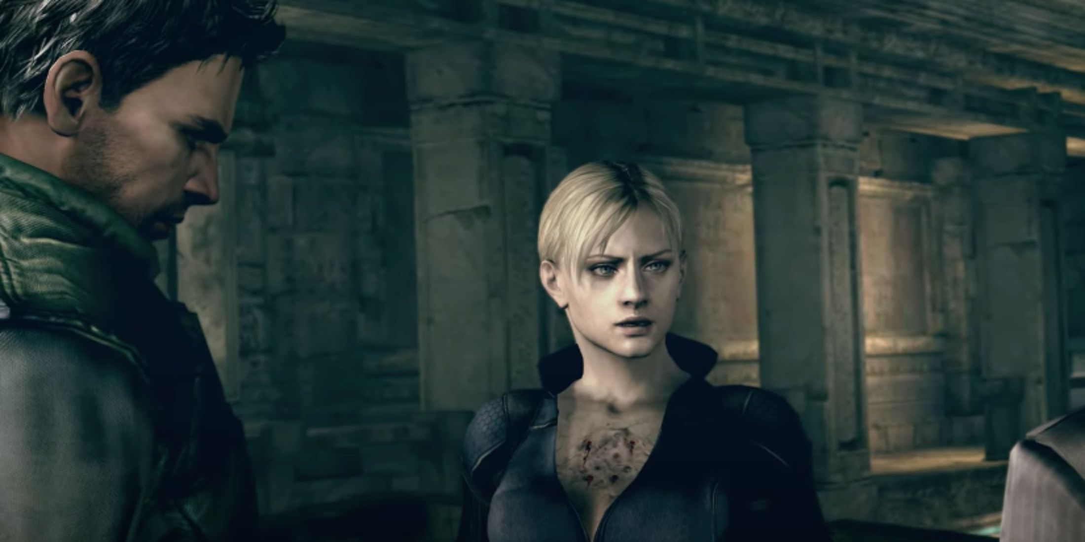 Jill Valentine talking to Chris Redfield and Sheva Alomar in Resident Evil 5