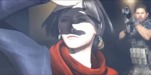 Resident Evil 6 Carla shielding her arms from a bright light