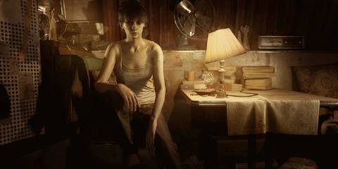 Resident Evil 7 Zoe sitting in her trailer