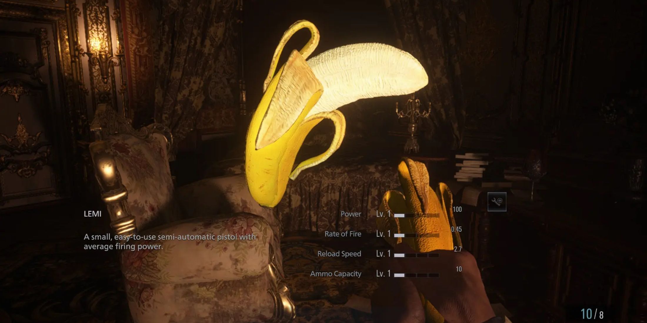 A banana instead of Ethan's pistol