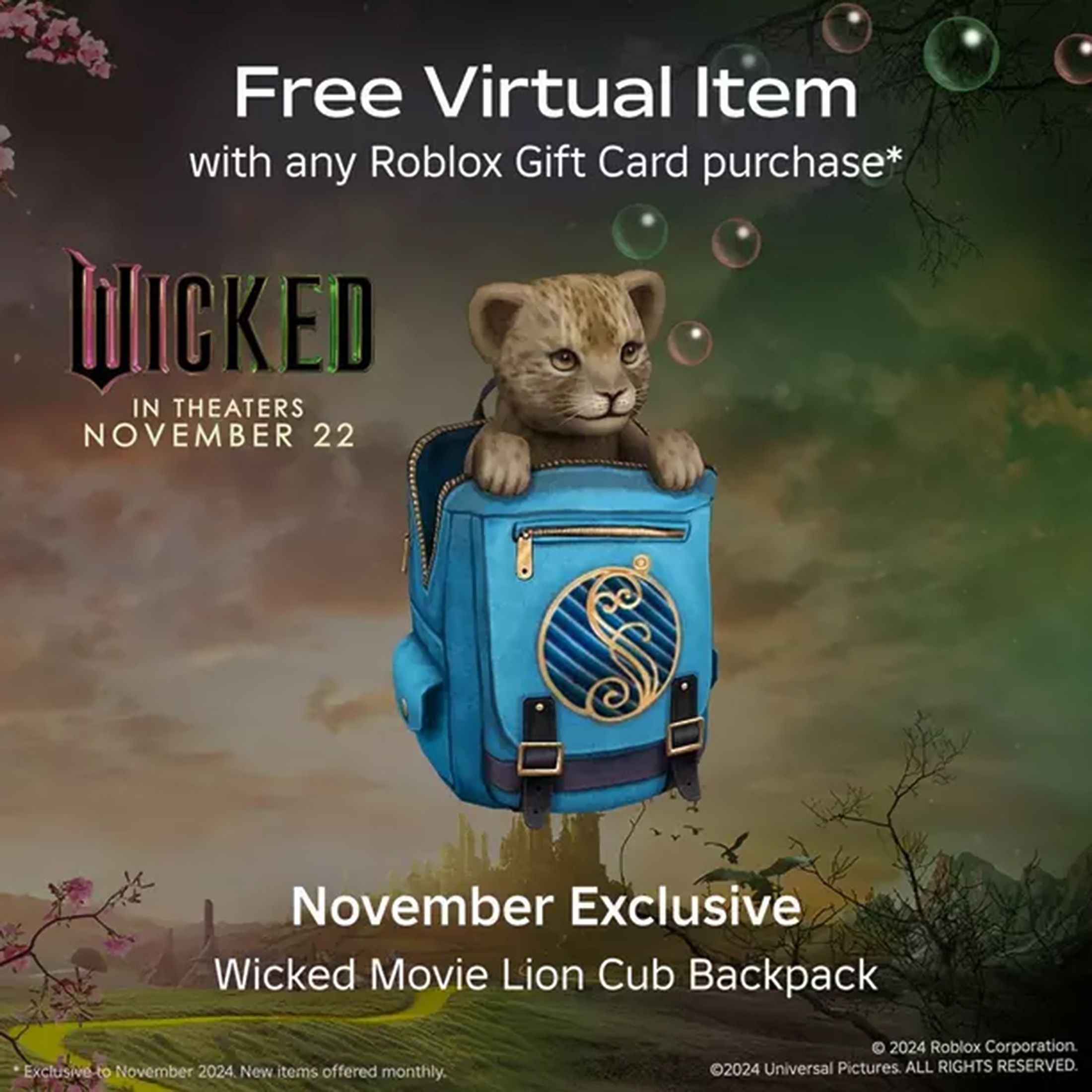 Roblox Wicked Movie Lion Cub Backpack GameStop bonus