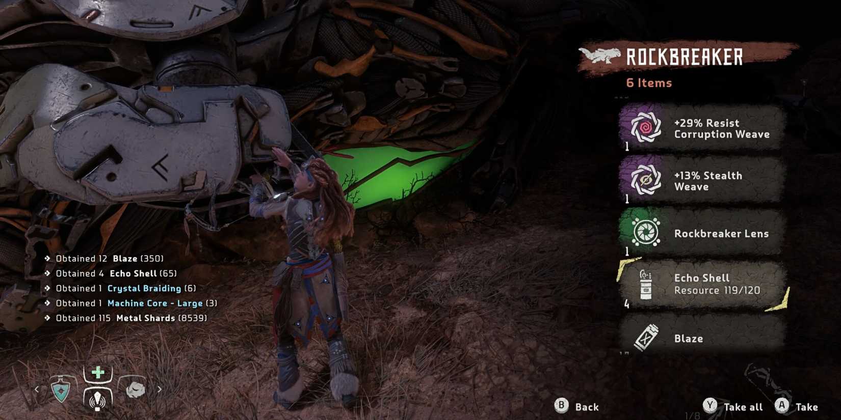Rockbreaker Rewards in Horizon Zero Dawn