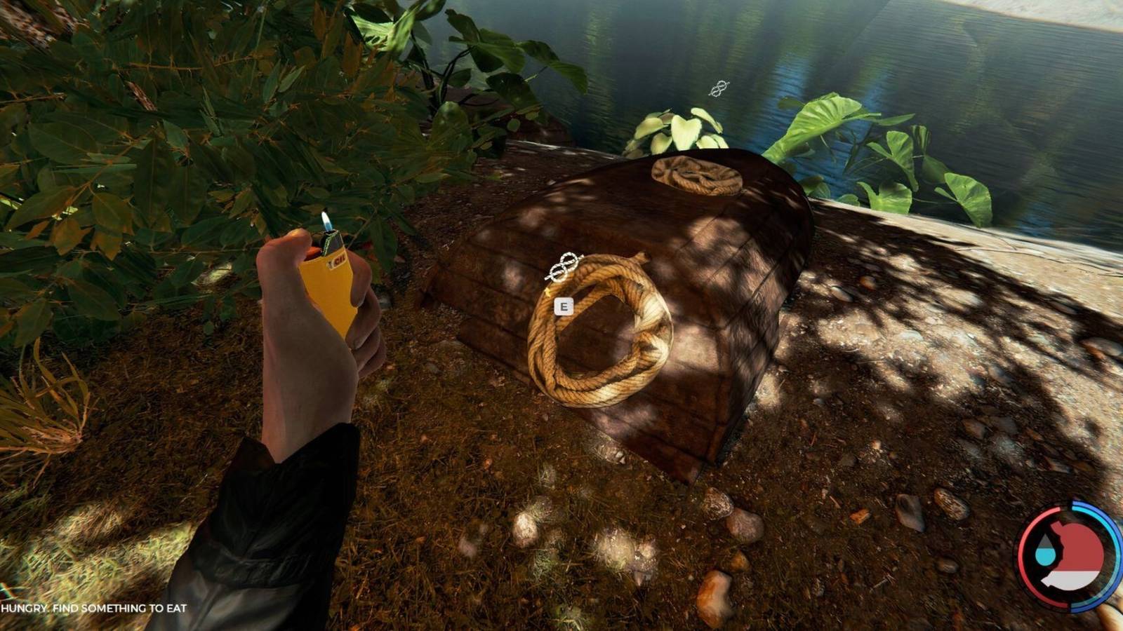 rope on the lakeside the forest 