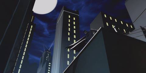 batman staning on a rooftop