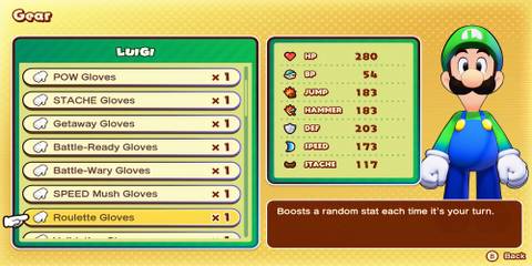 Roulette Gloves accessories in Mario & Luigi Brothership