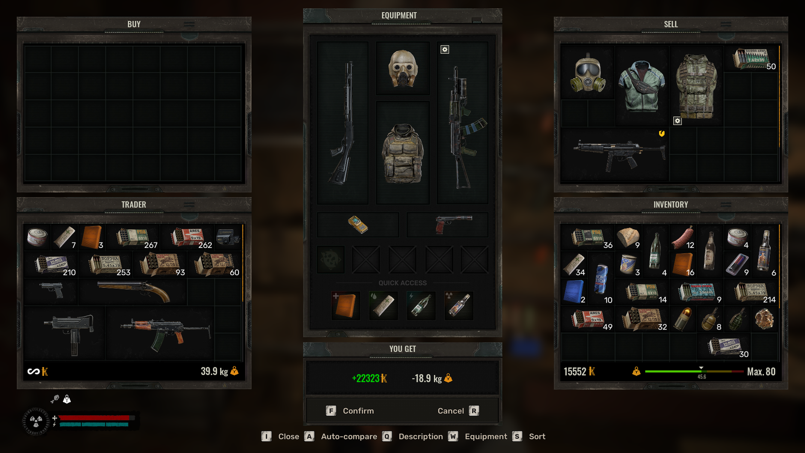 Selling an expensive batch of items in Stalker 2