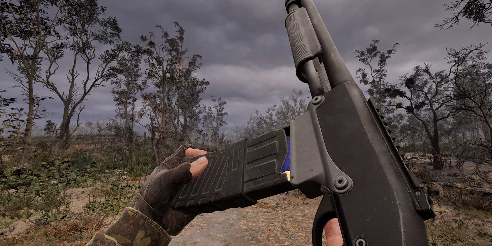 A modded cracker shotgun in Stalker 2