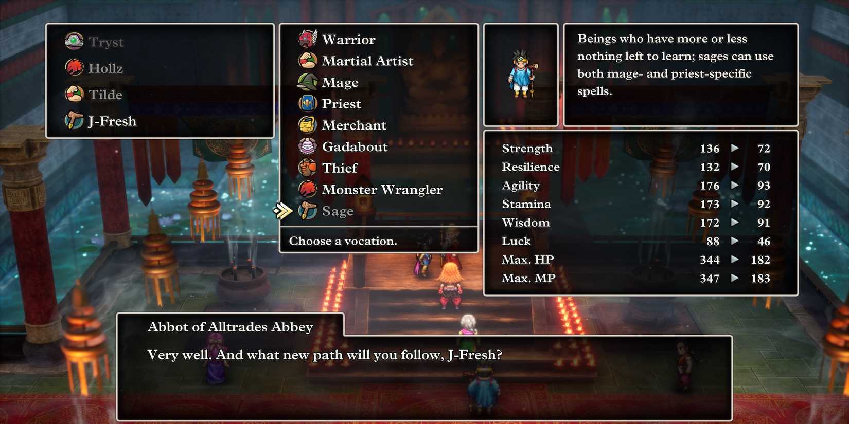 Sage vocation in Dragon Quest 3 HD-2D Remake