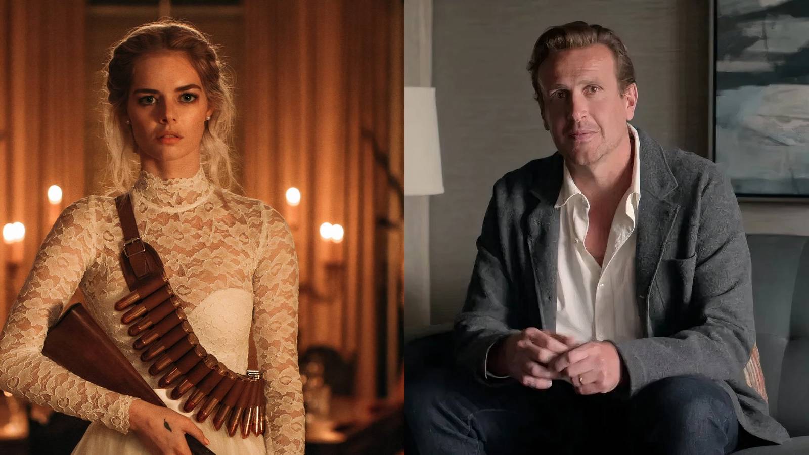 Samara Weaving in Ready Or Not and Jason Segel in Shrinking