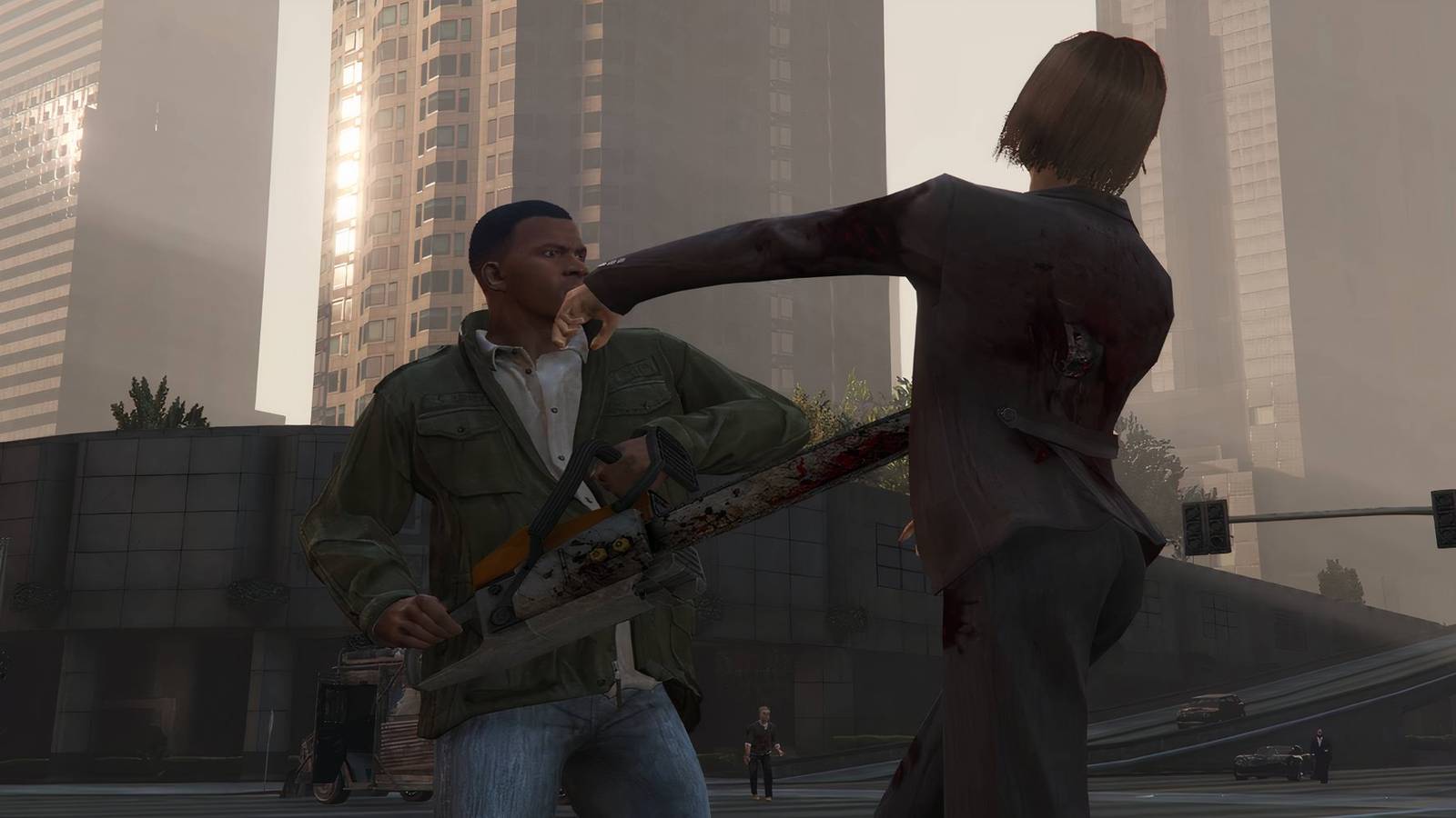 GTA 5 - Franklin using chainsaw