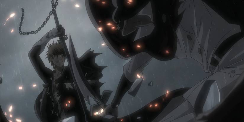 Ichigo crossing blades with Yhwach 