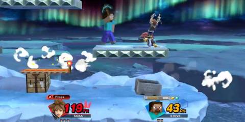 steve and minecart vs sora