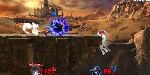 dark samus charging at sora