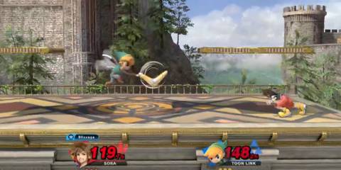 toon link with boomerang at sora