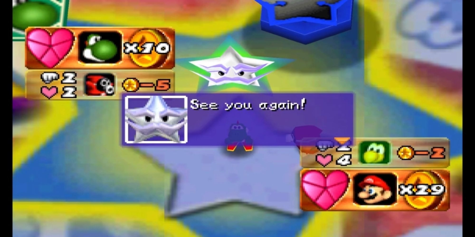 duel board with yoshi and mario