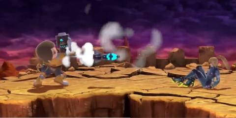 mii gunner shooting zero suit samus