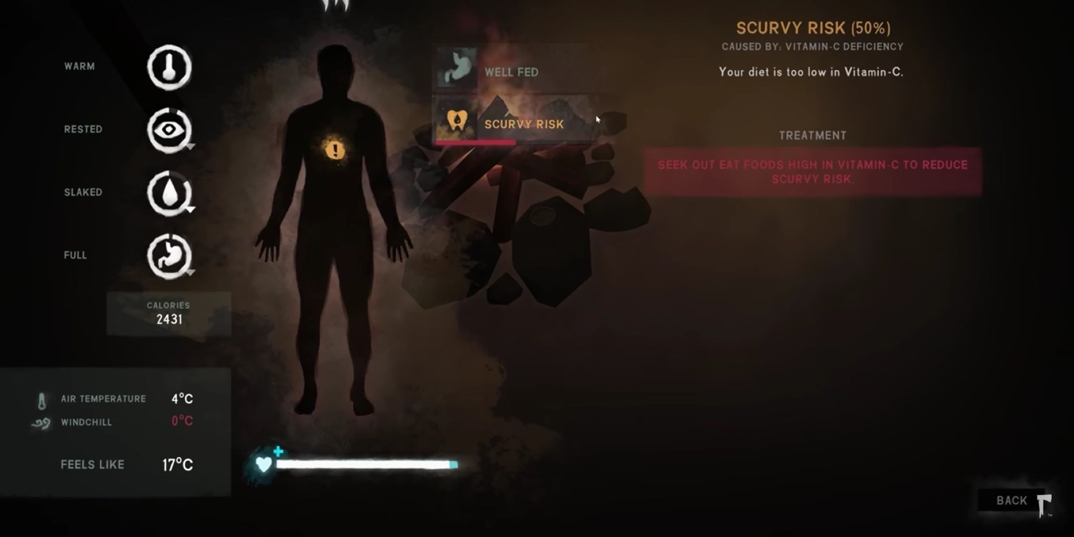 Character With Scurvy Risk Displayed In Menu