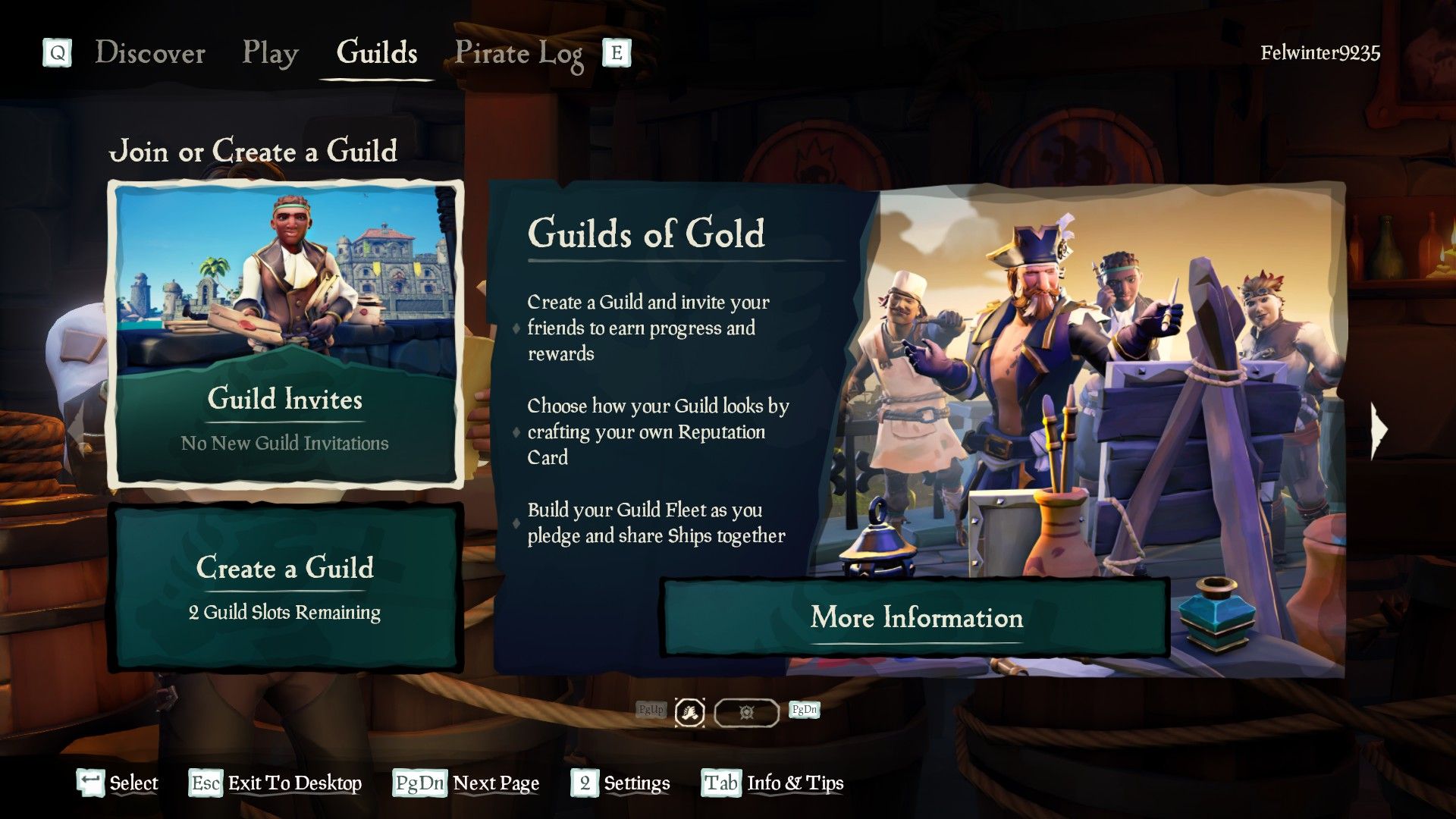 Sea of ​​Thieves Guild Menu