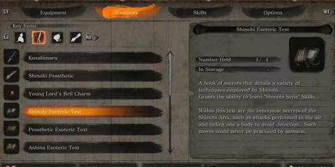 Sekiro: Shadows Die Twice items inventory 