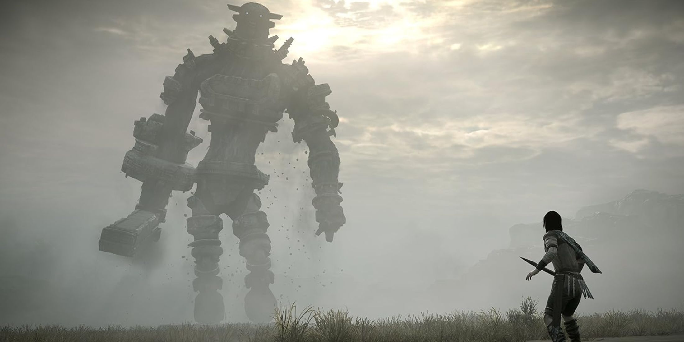 Distant colossus in Shadow of the Colossus