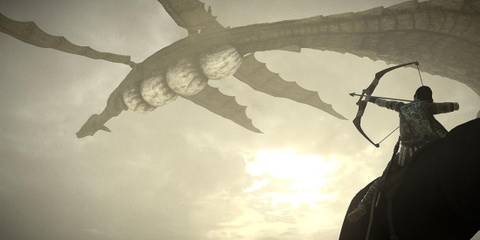 A flying colossus in Shadow of the Colossus