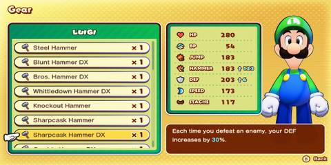 Sharpcask Hammer DX weapon in Mario & Luigi Brothership