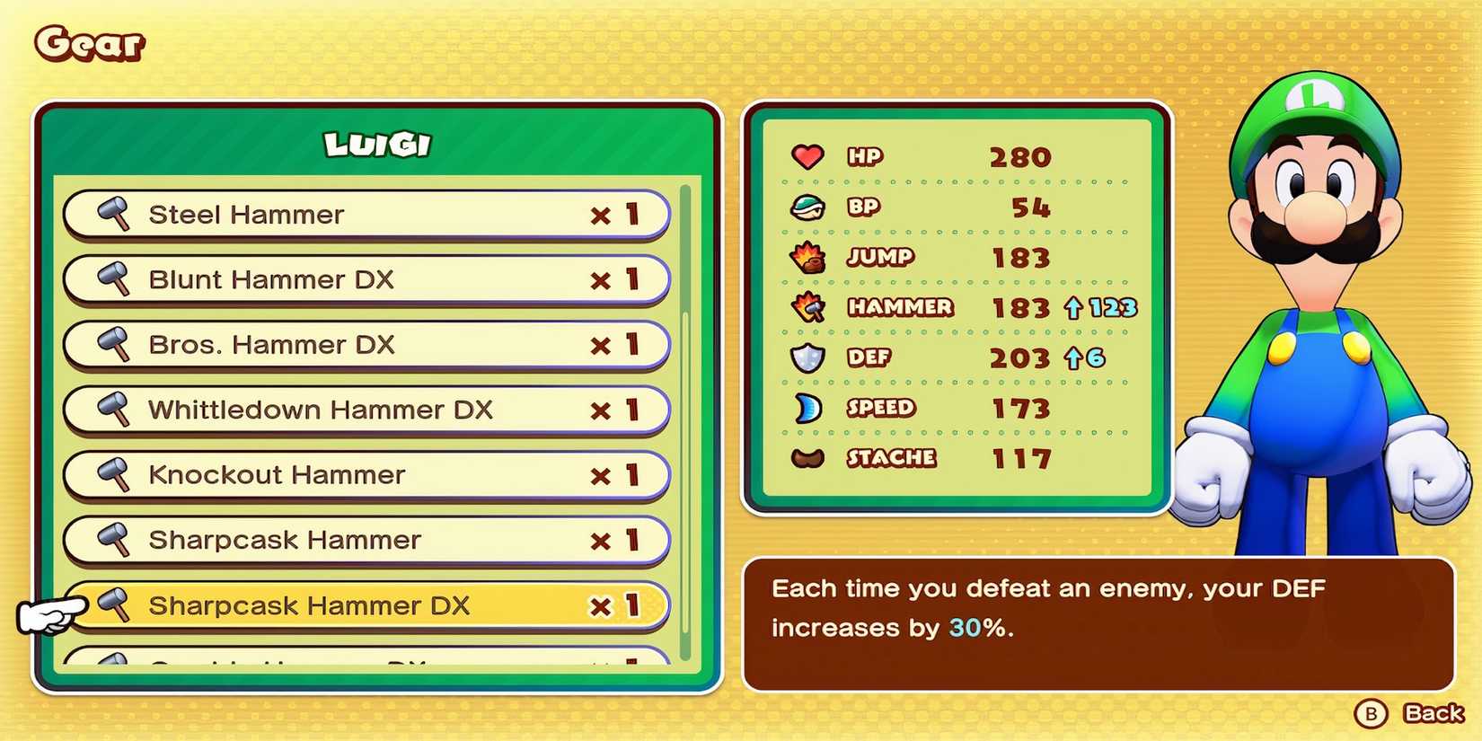 Sharpcask Hammer DX weapon in Mario & Luigi Brothership