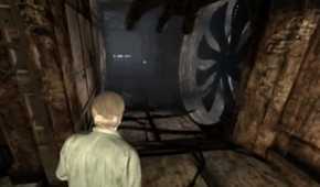 Murphy Pendleton approaching a fan inside an air duct