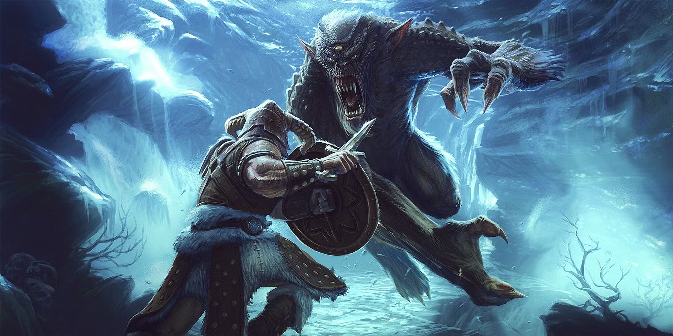 A troll attacking the Dragonborn from Skyrim