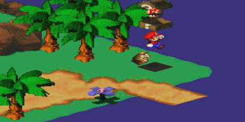 mario jumping towards a block