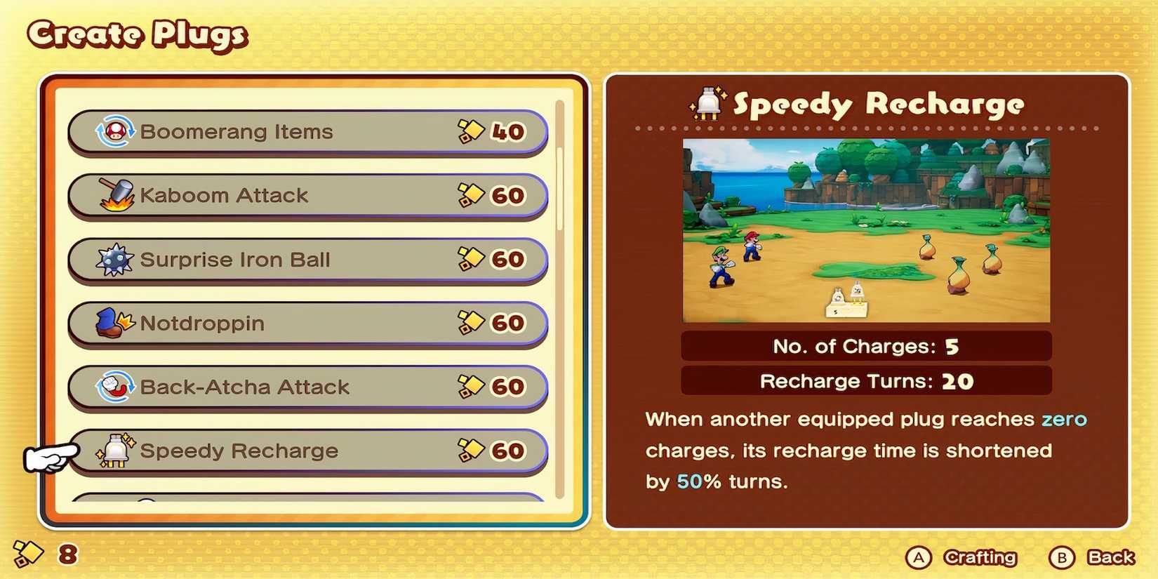 Speedy Recharge plug in Mario & Luigi Brothership