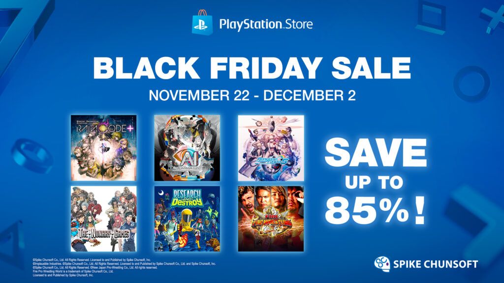 Spike Chunsoft PlayStation Black Friday 2024 Sale Game Deal Highlights Banner