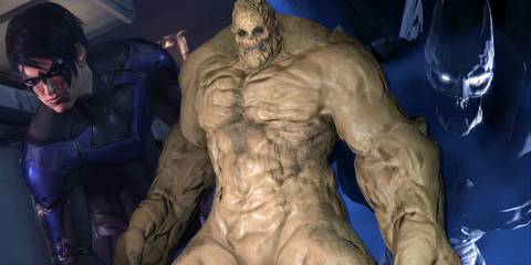Split image of Nightwing, Clayface, and Nightmare Batman