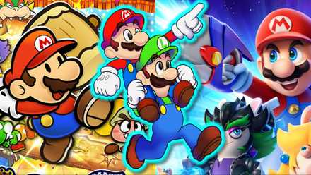Split image of Paper Mario The Thousand-Year Door, Mario And Luigi Brothership, and Mario + Rabbids Sparks Of Hope