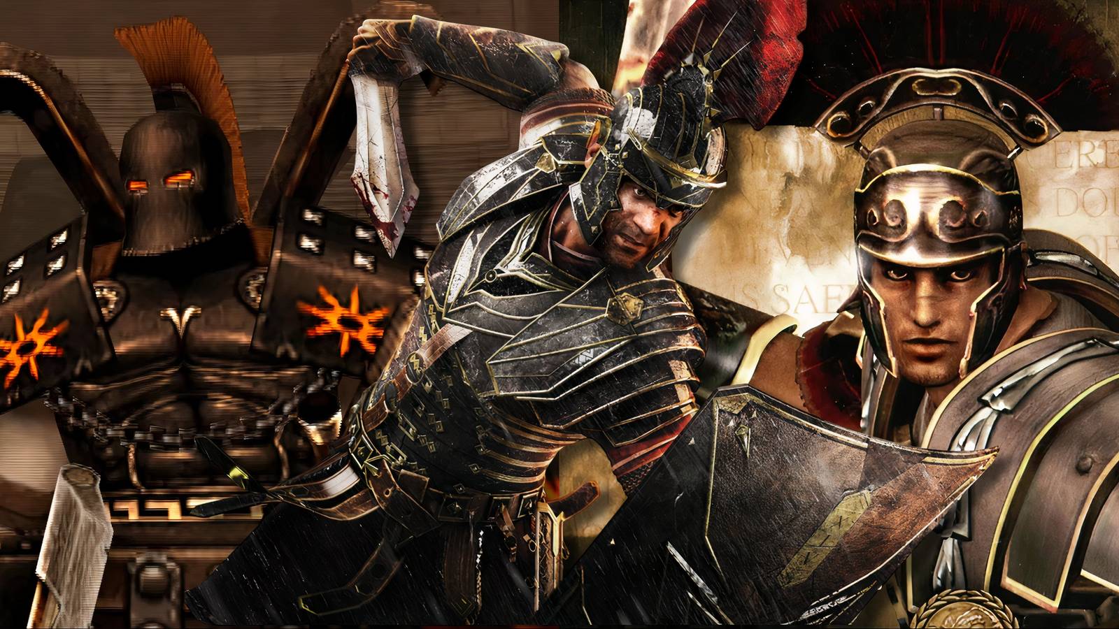 Split image of Spartan Total Warrior, Ryse Son Of Rome, and Shadow Of Rome