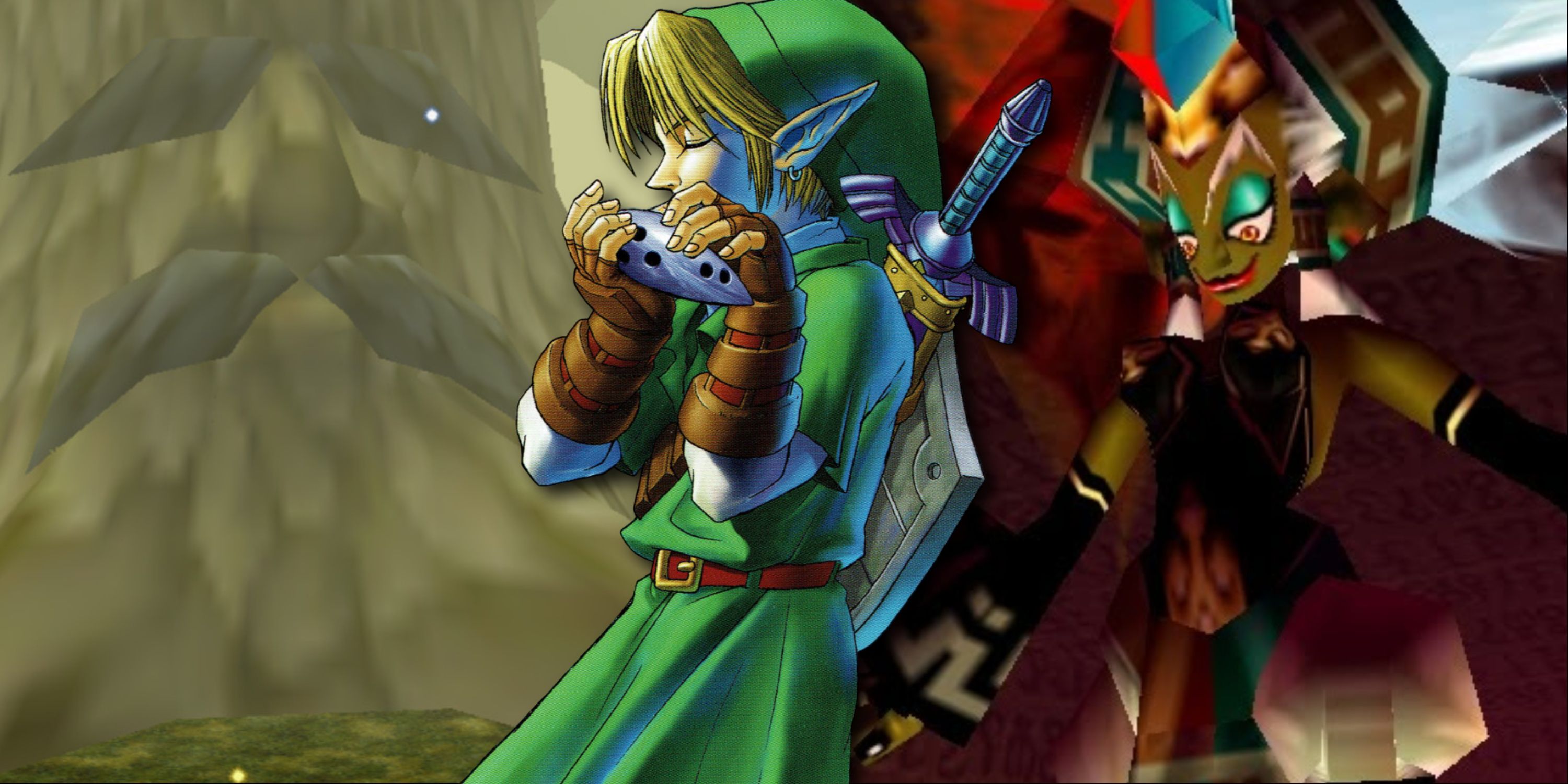 Split image of The Great Deku Tree, Link, and Twinrova in The Legend Of Zelda Ocarina Of Time