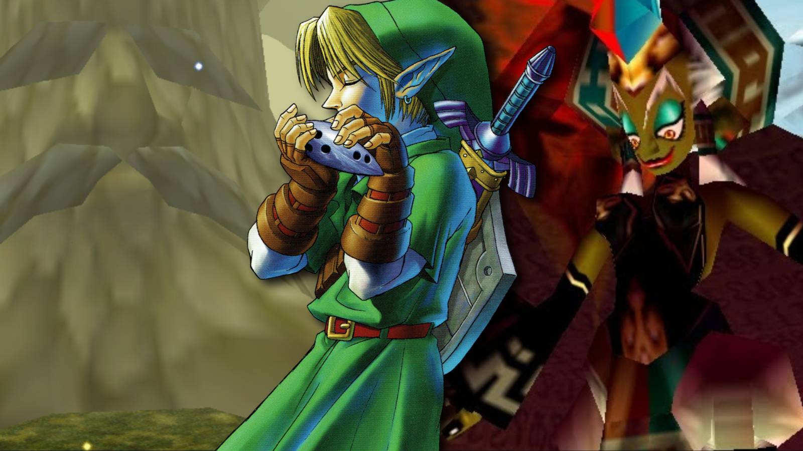 Split image of The Great Deku Tree, Link, and Twinrova in The Legend Of Zelda Ocarina Of Time