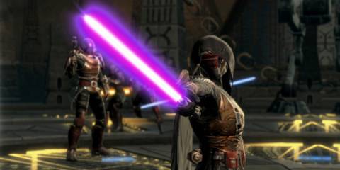 A character with a lightsaber in Star Wars: The Old Republic