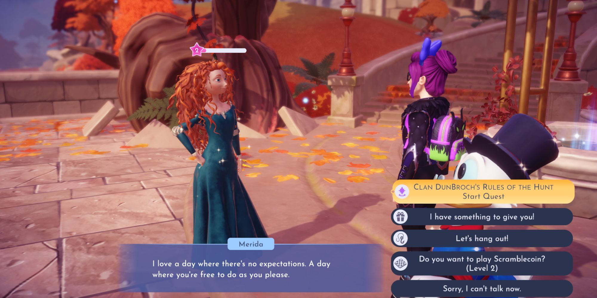 Starting Clan Dunbroch's Rules of the Hunt quest in Disney Dreamlight Valley