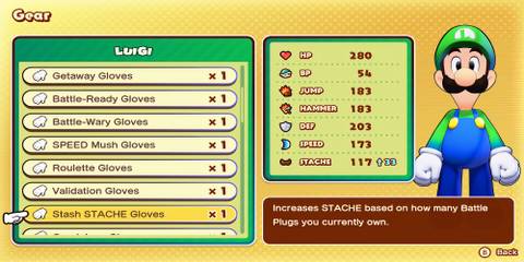 Stash Stache Gloves accessories in Mario & Luigi Brothership