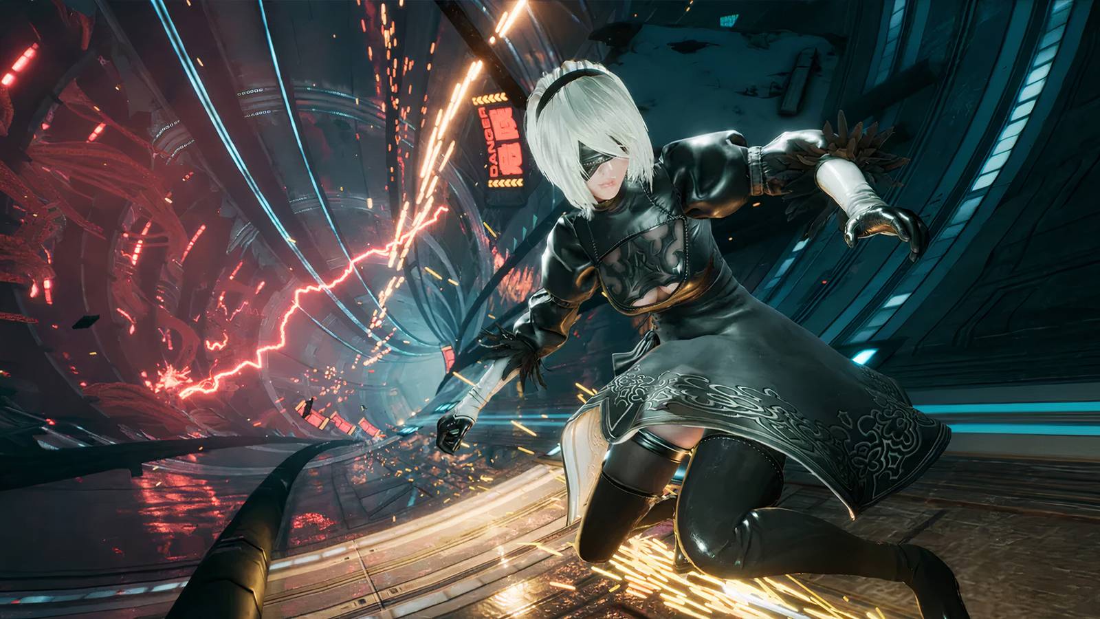 Stellar Blade EVE surfing in Nier outfit