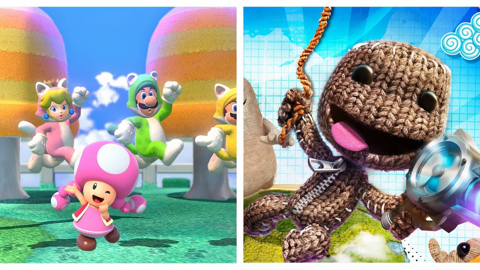 (Left) Super Mario 3D World (Right) LittleBigPlanet 3