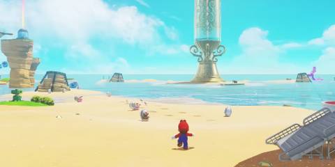 Mario in the Seaside Kingdom in Super Mario Odyssey