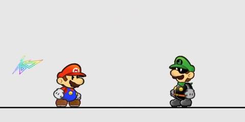 Mario confronting Luigi in Super Paper Mario